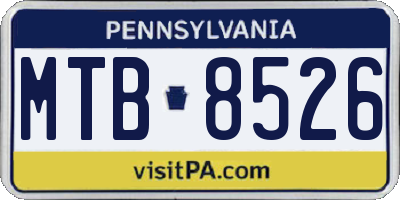 PA license plate MTB8526
