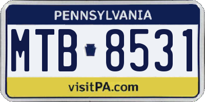 PA license plate MTB8531