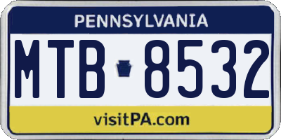 PA license plate MTB8532