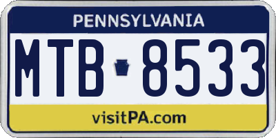 PA license plate MTB8533