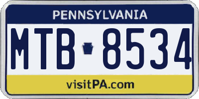 PA license plate MTB8534