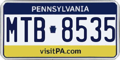 PA license plate MTB8535