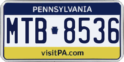 PA license plate MTB8536