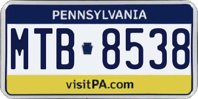 PA license plate MTB8538