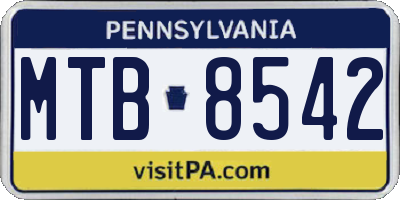 PA license plate MTB8542