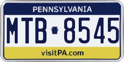 PA license plate MTB8545
