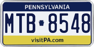 PA license plate MTB8548