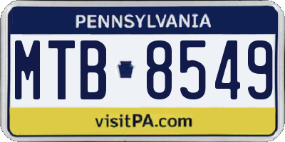 PA license plate MTB8549