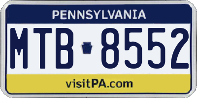 PA license plate MTB8552