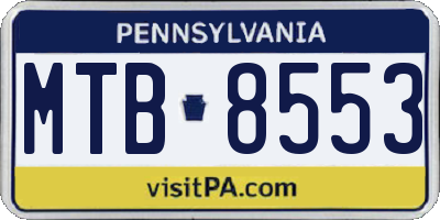 PA license plate MTB8553