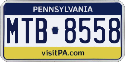 PA license plate MTB8558