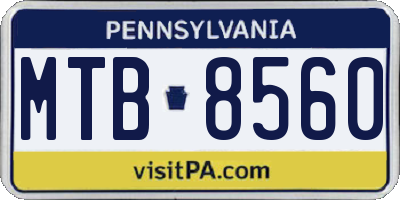 PA license plate MTB8560