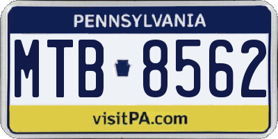 PA license plate MTB8562