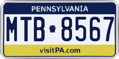 PA license plate MTB8567