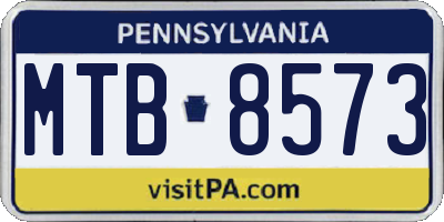 PA license plate MTB8573