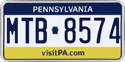 PA license plate MTB8574