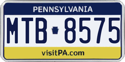 PA license plate MTB8575