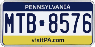 PA license plate MTB8576
