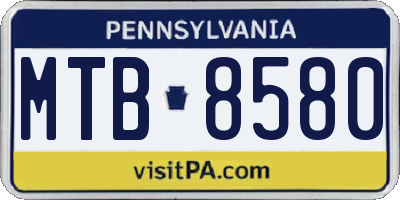 PA license plate MTB8580