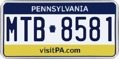 PA license plate MTB8581