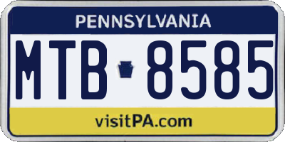 PA license plate MTB8585