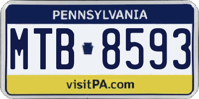 PA license plate MTB8593