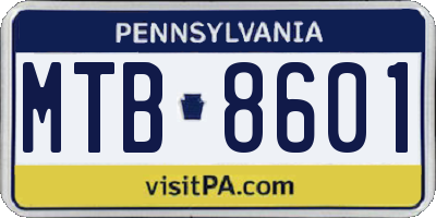 PA license plate MTB8601