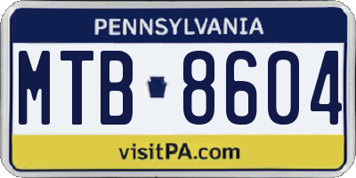 PA license plate MTB8604
