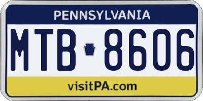 PA license plate MTB8606
