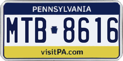 PA license plate MTB8616