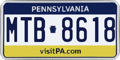 PA license plate MTB8618