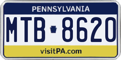 PA license plate MTB8620