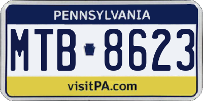 PA license plate MTB8623