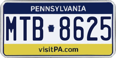 PA license plate MTB8625