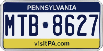 PA license plate MTB8627