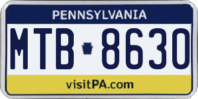 PA license plate MTB8630