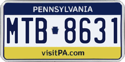 PA license plate MTB8631
