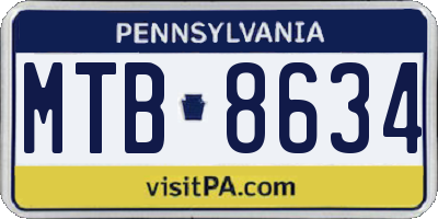 PA license plate MTB8634
