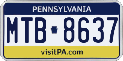 PA license plate MTB8637