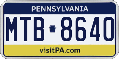 PA license plate MTB8640