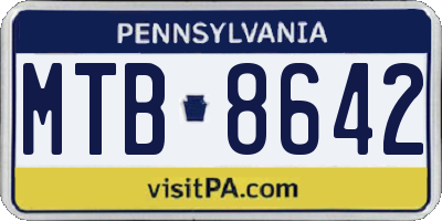 PA license plate MTB8642
