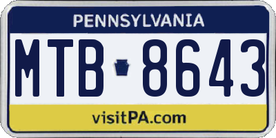 PA license plate MTB8643