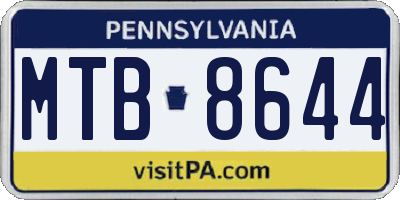 PA license plate MTB8644