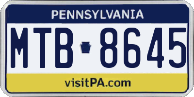 PA license plate MTB8645