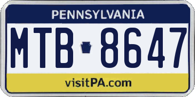 PA license plate MTB8647