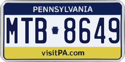 PA license plate MTB8649