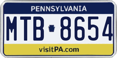 PA license plate MTB8654