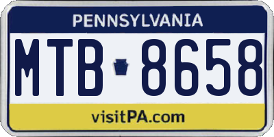 PA license plate MTB8658