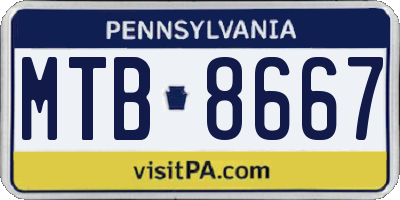 PA license plate MTB8667