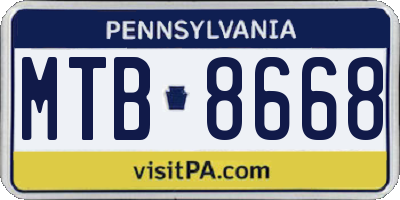 PA license plate MTB8668
